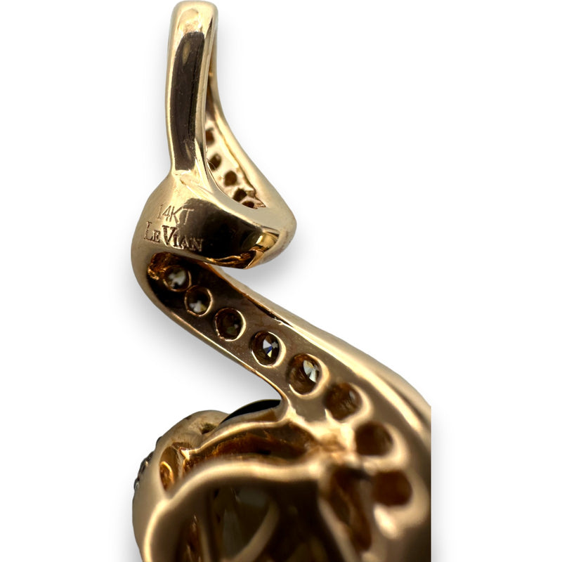 Charm colgante de cinta de diamantes blancos y chocolate con cuarzo ahumado en oro rosa de 14 kt de LeVian