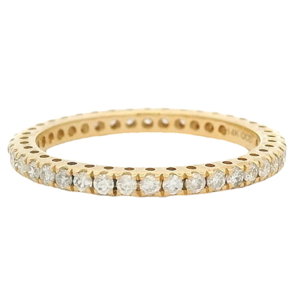 QCD Quality Color Design14kt Solid Yellow Gold and Diamond Eternity Stackable Wedding Band Size 7 Ring