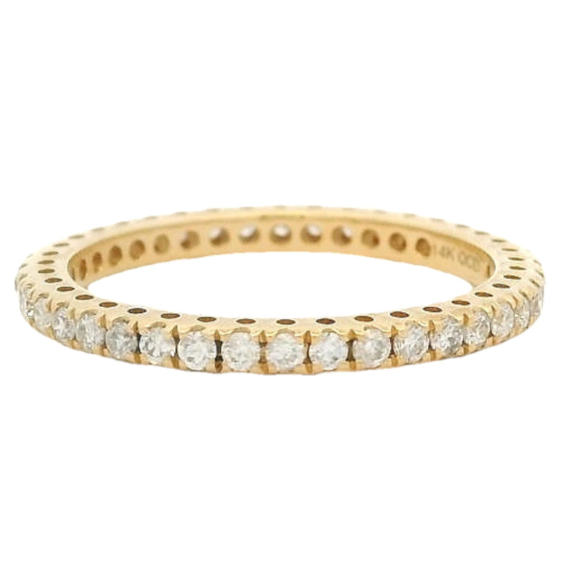 QCD Quality Color Design14kt Solid Yellow Gold and Diamond Eternity Stackable Wedding Band Size 7 Ring