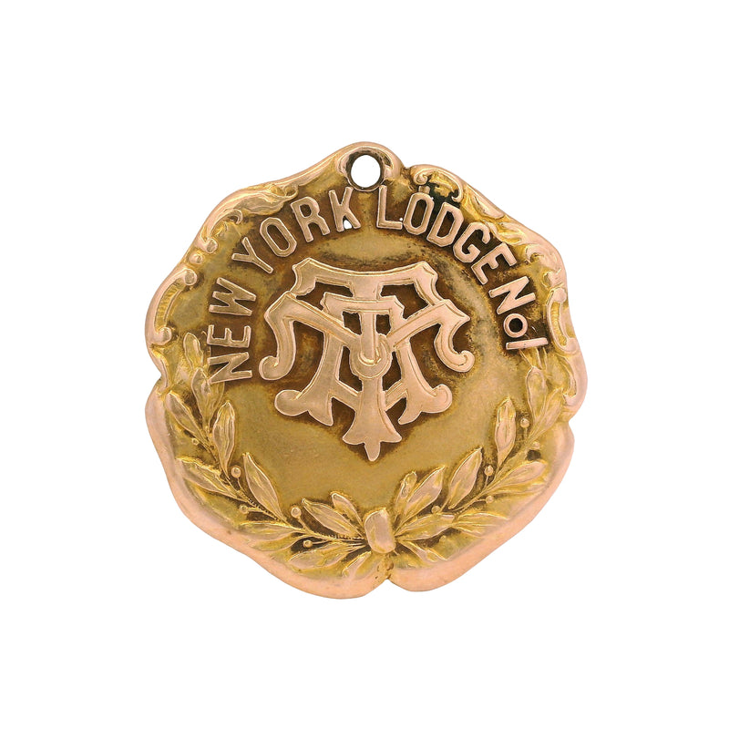 Antique 1918 14kt Yellow Gold Freemason New York Lodge No1 20g Commemorative Pendant