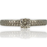 The Juliet Cut 14kt Solid White Gold and Prong Set Diamond Solitaire Wedding Engagement Ring with Pave Sides Size 7