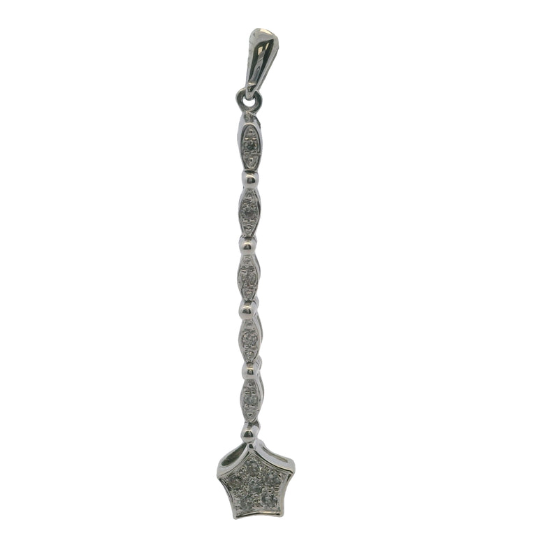 Colgante EFFY de oro blanco de 14 kt y diamantes con halo magnético convertible a estrella colgante larga