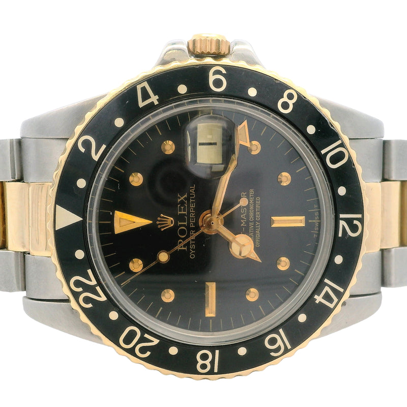 Rolex 1575 GMT-Master 1979 Nipple Black Dial Two Tone Watch