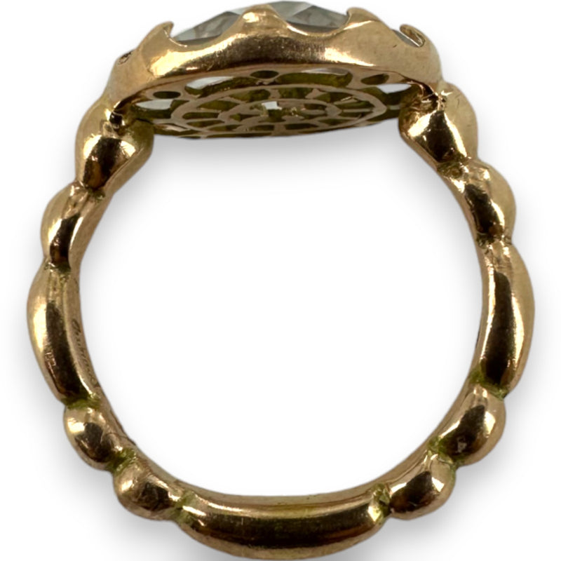 Laurent Gandini Bon Ton Collection 9kt Rose Gold Transparent Rock Crystal Ring Made in Italy