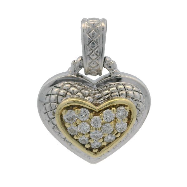 Dos colgantes de corazón con diamantes de Judith Ripka en plata de ley 925/oro amarillo de 18 kt