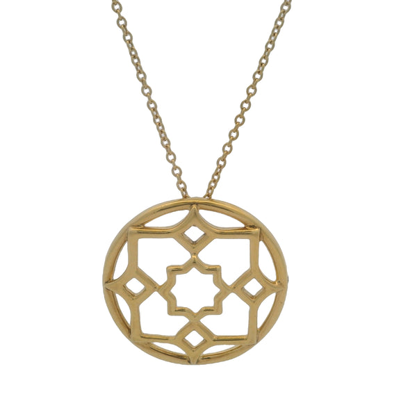 Tiffany & Co Retired Paloma Picasso Solid 18kt Yellow Gold Zellige Medallion Pendant 18" Necklace