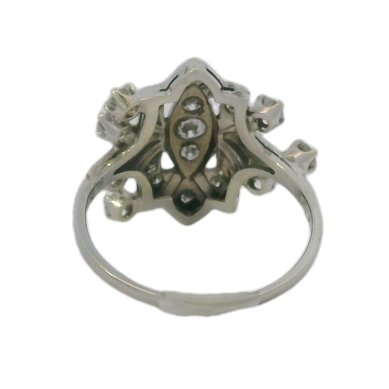 Rare Vintage Handmade 1930-40s Solid 14kt White Gold and 0.65ct Diamond Celestial Dinner Cocktail Ring Size 6.5