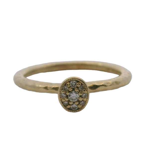 Retired Gabriel & Co Solid 14kt Yellow Gold Hammered Diamond Small Cluster Ring Size 6.5