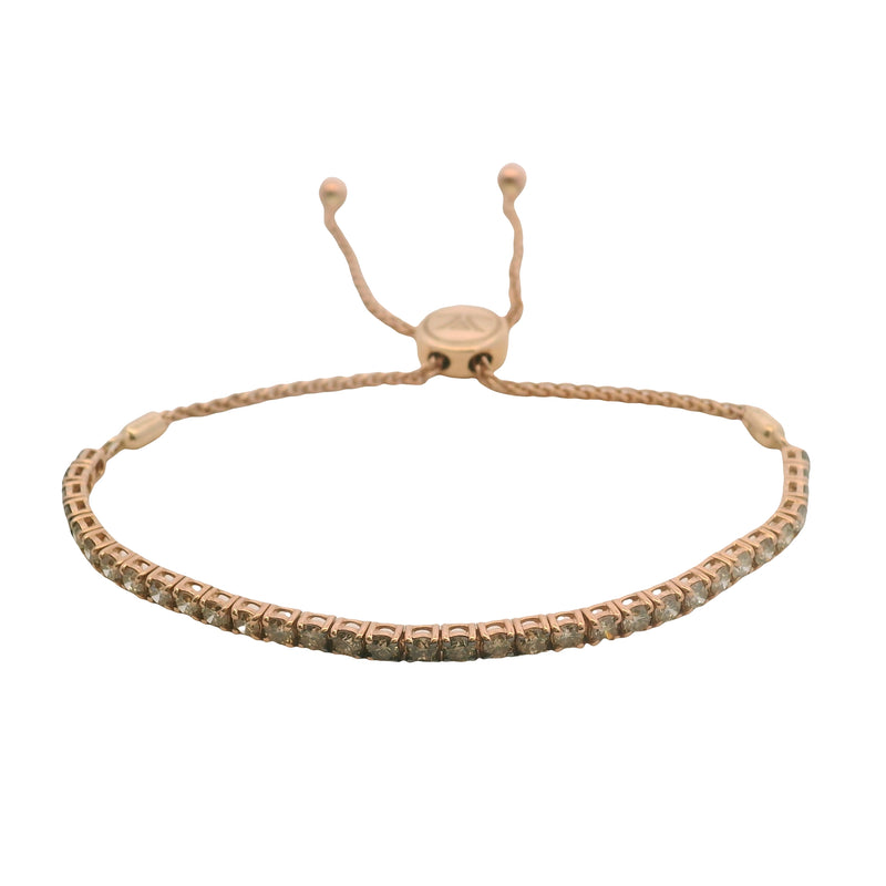 LeVian Solid 14kt Rose Gold and 2ctw Cognac Diamond Adjustable Tennis Bolo Bracelet