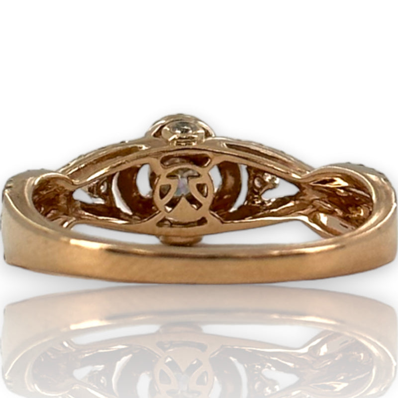 LeVian Signed Solid 14kt Rose Gold and Natural Diamonds Wedding Engagement Ring Size 7