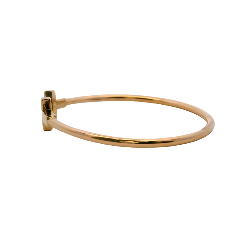 Tiffany & Co Solid 18kt Rose Gold Tiffany T Wire Cuff 6.25" Bracelet Size Medium