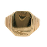Antique Victorian 1897 9k Yellow Gold Small Geometric Blank Signet Ring Size 5.5