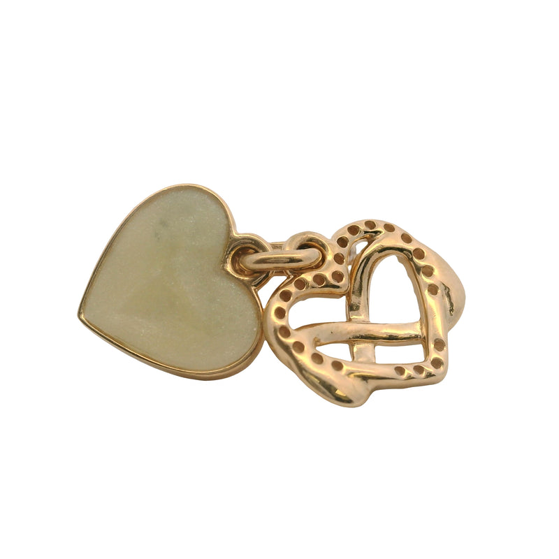 Charm colgante Pandora de oro amarillo macizo de 14 kt con circonitas cúbicas y esmalte con forma de corazón infinito.