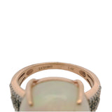 Luxoro 14kt Rose Gold Prong-Set Large Opal Statement Ring With White and Yellow Diamond Sides Size 8
