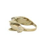 Vintage Solid 14kt Yellow Gold 17g Unique Grasshopper Insect Bug Ring With Diamond Eyes Size 8