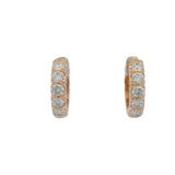Vintage Solid 18kt Rose Gold and 1.92ctw Diamond 15mm Huggie Hoop Earrings