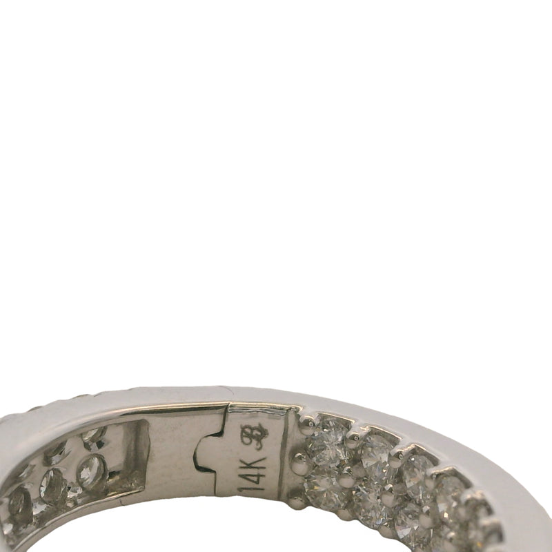 Solid 14kt White Gold And 2ctw Diamonds IGI Certified Inside Out 20mm Hoop Earrings