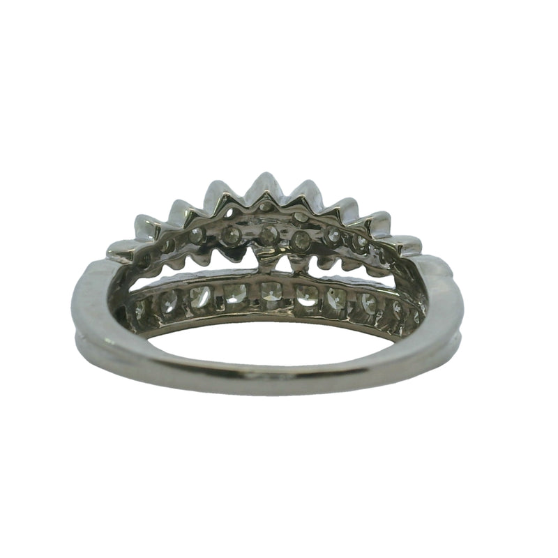Vintage 1940-50s 14kt White Gold and Diamond Crown Stackable Wedding Band Ring Size 6.5