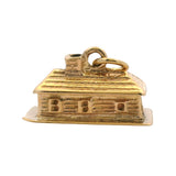 Vintage Solid 14kt Yellow Gold Log Cabin House Dangle Charm