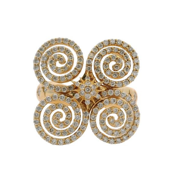 Amina Sorel 18kt Yellow Gold "Continuum" Large Celestial Spiral Statement Diamond Ring