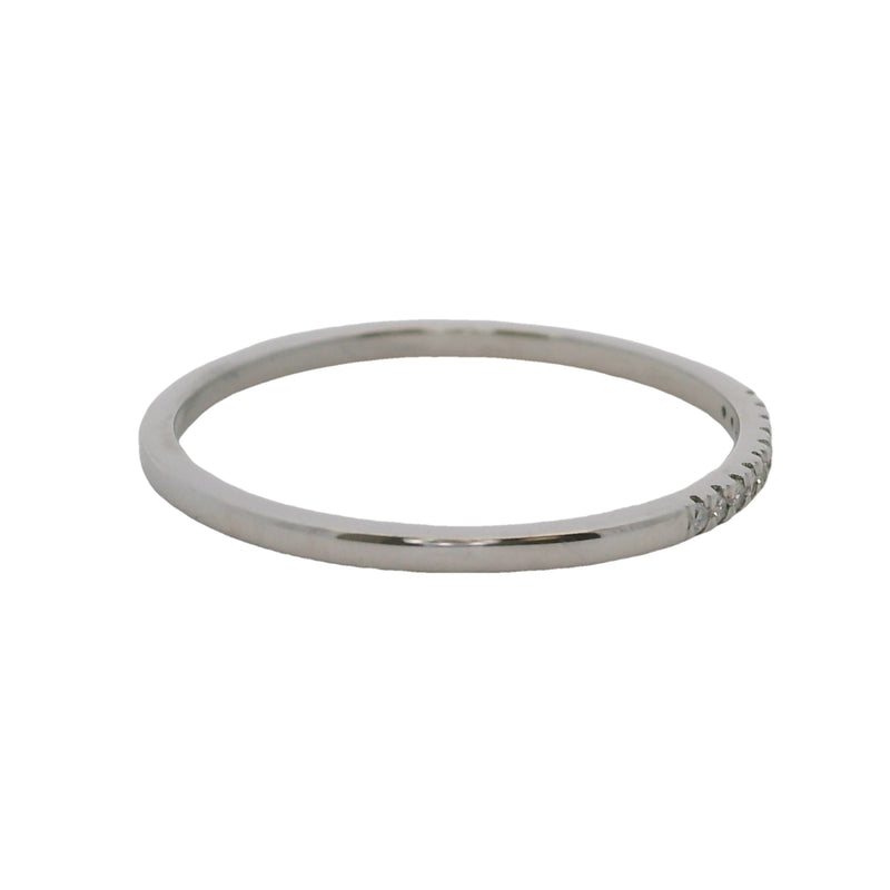 14kt White Gold and Diamond Small Dainty 1.2mm Stackable Wedding Band Ring Size 6.5