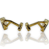 Asprey London Solid 18kt Yellow Gold Heavy 16g Whale-Back Oval Cufflinks with Inlaid Mother of Pearl and Onyx