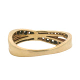 LeVian Solid 14kt Yellow Gold and White and Champagne Diamonds Crossover Ring Size 5.75