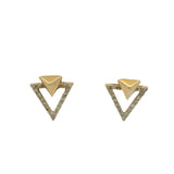 Ken Thompson 14kt Yellow Gold and Diamond Double Triangle Stud Earrings