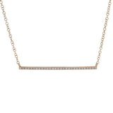 Shy Creation Solid 14kt Rose Gold Diamond Bar Pendant with Adjustable 15-18" Chain