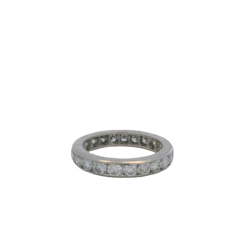 Solid 14kt White Gold and 1.61ctw Diamond 3.5mm Wide Channel-Set Eternity Stackable Band Size 5.75