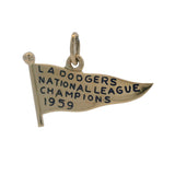 Vintage 1959 Solid 14kt Yellow Gold LA Dodgers National League Champions Pennant Charm