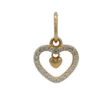 Pandora Solid 14kt Yellow Gold and Cubic Zirconia Double Heart Dangle Charm
