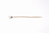 Antique Natural Pearl & Diamond Lapel Pin 14K 585 Yellow & White Gold Brooch