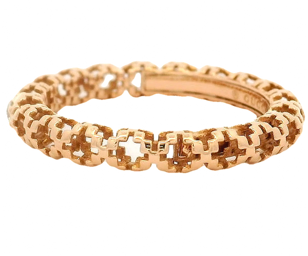 GUCCI Diamantissima Collection 18kt Rose Gold Openwork Band with Single Diamond Made in Italy