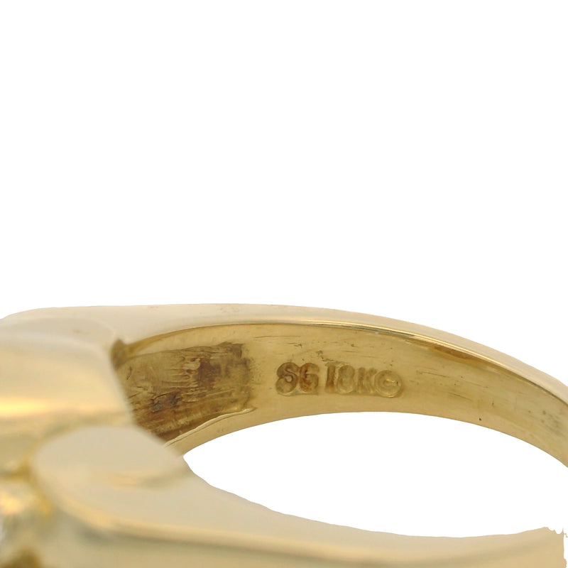 Seidengang Classic Collection Solid 18kt Yellow Gold Cherub Angel Motif Ring with 6 Accent Diamonds Size 6