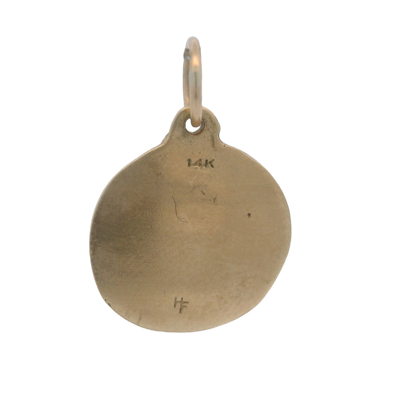 Colgante con inicial de la letra E circular de oro amarillo macizo de 14 kt de Helen Ficalora