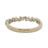Solid 14k White Gold Sparkling Leaf Pattern Pear and Round Diamond Wedding Band Ring Size 5