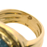 Vintage Solid 18kt Yellow Gold and Cabochon Blue Topaz Cocktail Ring Size 5.5