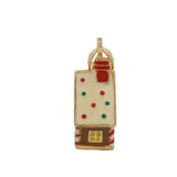 Solid 14kt Yellow Gold and Colorful Enamel Gingerbread House Holiday Charm Pendant