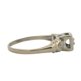 Antique 1930s 14kt White Gold Small Diamond Solitaire Ring Heart Sides Size 5.5