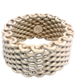 Solid 925 Sterling Silver Mesh 10mm Flexible Ring Size 6
