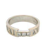 Retired Rare Tiffany & Co Atlas 3 Diamond 0.12ctw Roman Numeral Band Ring Size 8.5