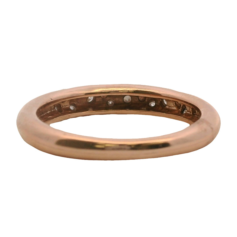 Vintage Solid 14kt Rose Gold Flush-Mount Diamonds Small Dome Stackable Band Ring Size 6.75