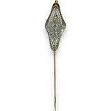Antique 1900-1910s Edwardian Platinum and 14kt Yellow Gold Diamond Brooch Pin