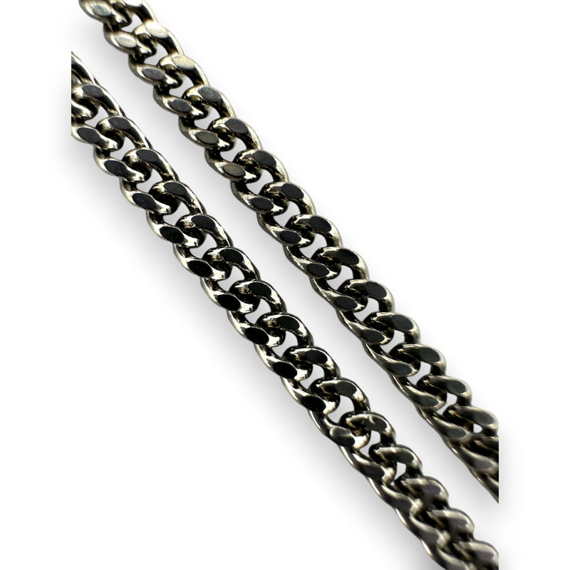 Louis Vuitton Silver Color LV Icons Necklace with Keepall Bag Pendant Monogram Pattern Engraving LV Motif Chain