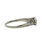 Antique 1920s Solid 14kt White Gold Small Diamond Solitaire Filigree Ring Size 5.75