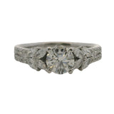 EFFY Solid 14kt White Gold 0.77ct Diamond Engagement Ring with Leaf Detail Size 7
