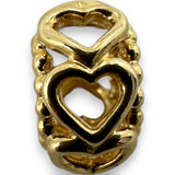 Pandora Retired 14kt Solid Gold Lucky In Love Spacer Charm with Openwork Hearts and Granulation Details Pendant ALE 585