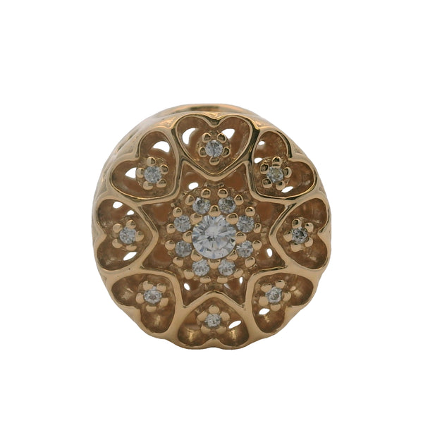 Charm separador recortado de corazones de oro amarillo macizo de 14 kt y circonitas cúbicas de Pandora (2 unidades)