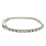 Fayendra 925 Sterling Silver and Black Cubic Zirconia Bar Box Chain 7" Bracelet